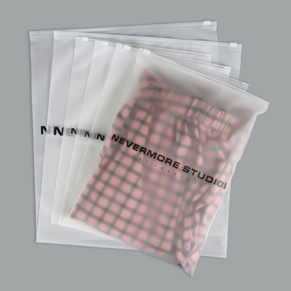 Biodegradable CPE Frosted Semi-Transparent Zipper Mailer Bag Clothing Towel Packaging Self-Sealing Plastic Clothes Zipper Bag