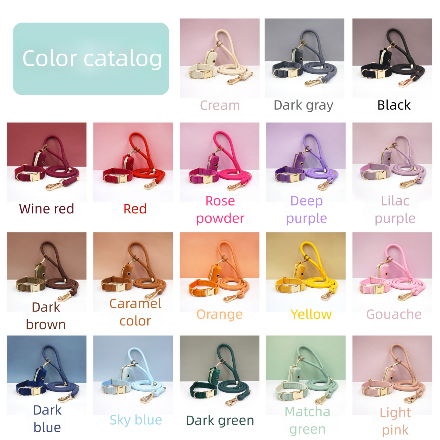 French-style elegant and simple pet leash in 18 colors, suitable for your daily outings with your pet