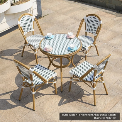 Modern Waterproof Rattan Furniture Set For French Cafe Outdoor Patio Balcony Garden Indoor Use