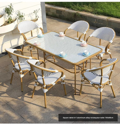 Modern Waterproof Rattan Furniture Set For French Cafe Outdoor Patio Balcony Garden Indoor Use