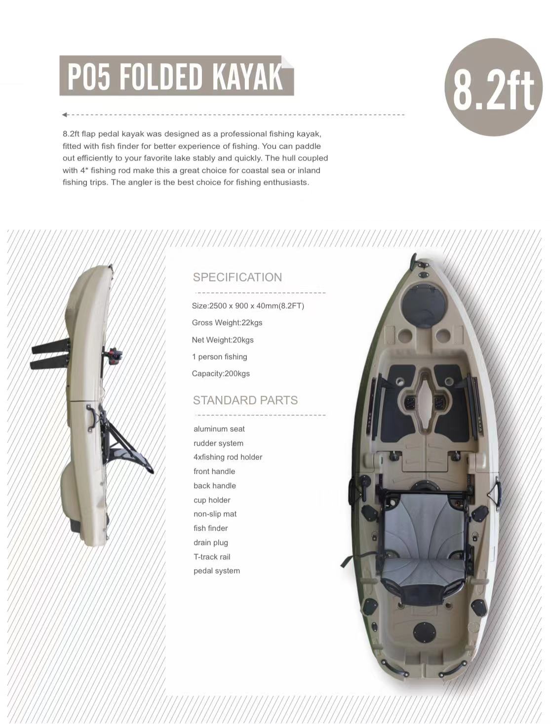 Foldable Portable Kayak for Solo Fishing and Kayaking