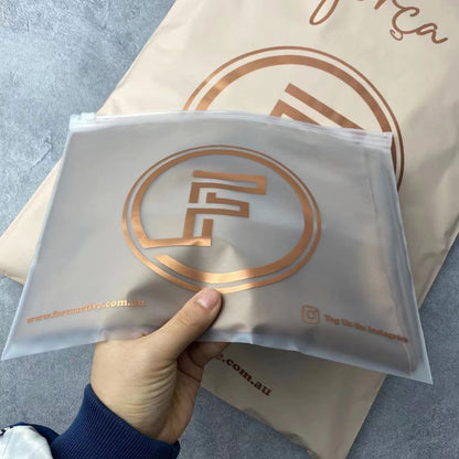 Biodegradable CPE Frosted Semi-Transparent Zipper Mailer Bag Clothing Towel Packaging Self-Sealing Plastic Clothes Zipper Bag