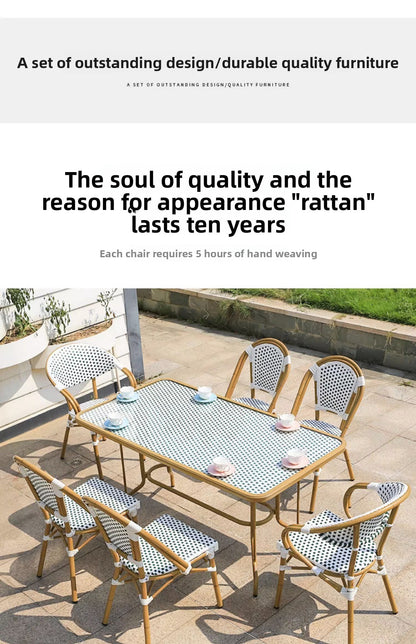 Modern Waterproof Rattan Furniture Set For French Cafe Outdoor Patio Balcony Garden Indoor Use