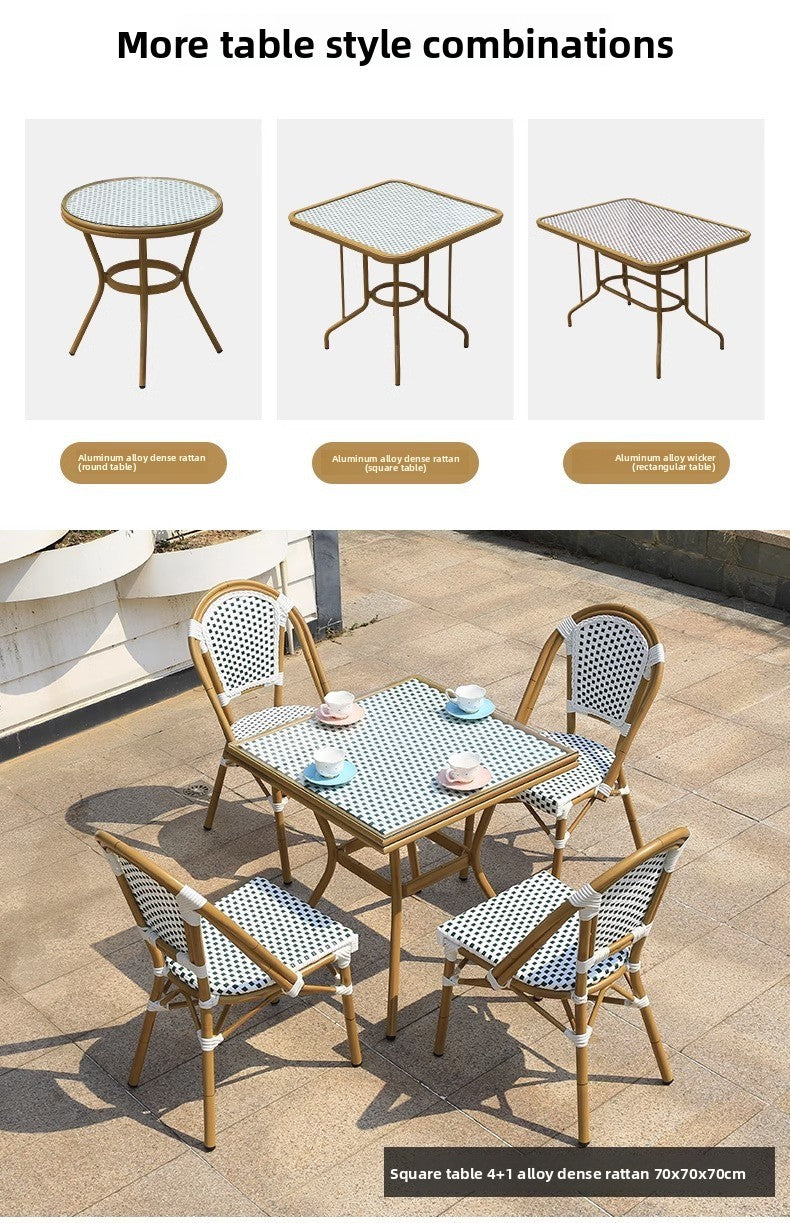 Modern Waterproof Rattan Furniture Set For French Cafe Outdoor Patio Balcony Garden Indoor Use