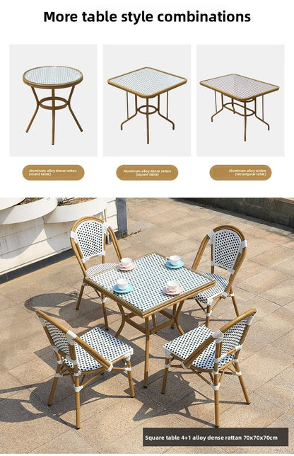 Modern Waterproof Rattan Furniture Set For French Cafe Outdoor Patio Balcony Garden Indoor Use