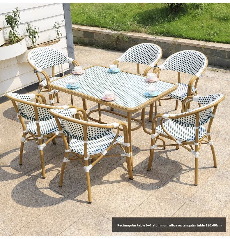 Modern Waterproof Rattan Furniture Set For French Cafe Outdoor Patio Balcony Garden Indoor Use