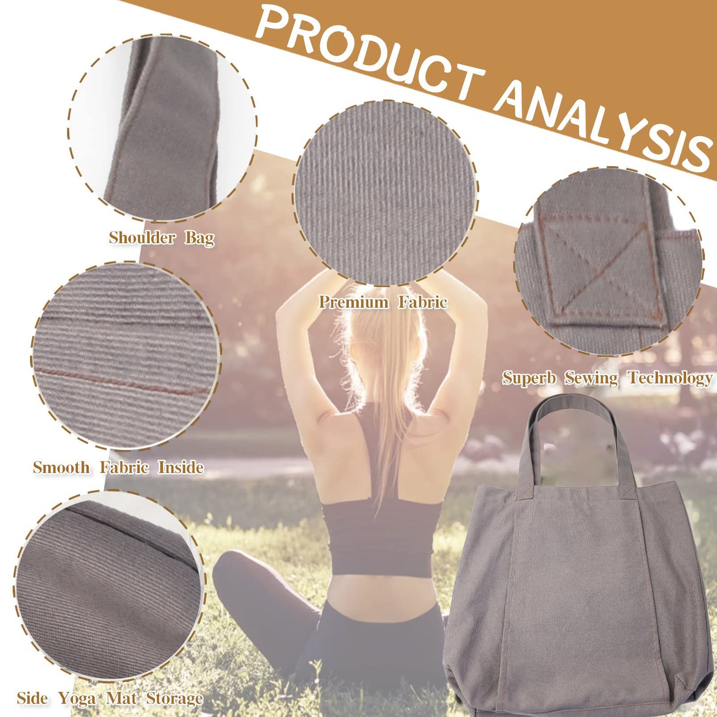 Yoga Pilates Mat Canvas Carry Bag for Outdoor Fitness Travel