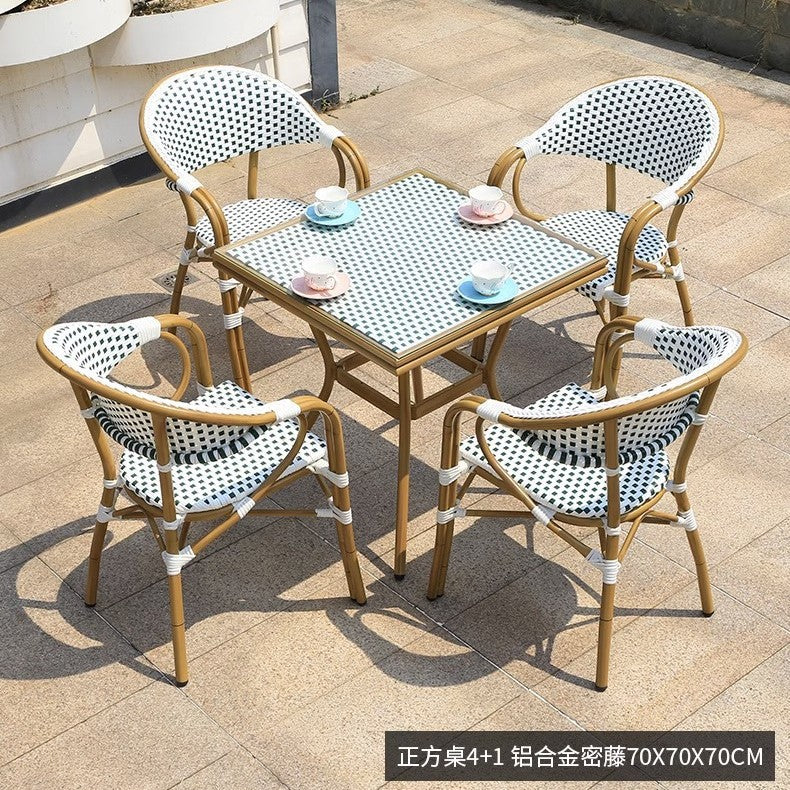 Modern Waterproof Rattan Furniture Set For French Cafe Outdoor Patio Balcony Garden Indoor Use