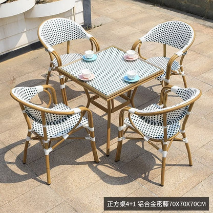 Modern Waterproof Rattan Furniture Set For French Cafe Outdoor Patio Balcony Garden Indoor Use