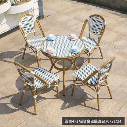 Modern Waterproof Rattan Furniture Set For French Cafe Outdoor Patio Balcony Garden Indoor Use