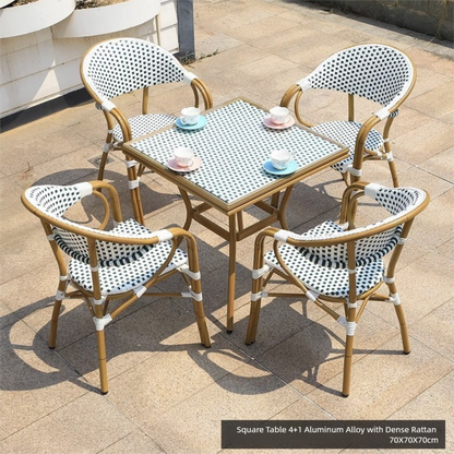 Modern Waterproof Rattan Furniture Set For French Cafe Outdoor Patio Balcony Garden Indoor Use