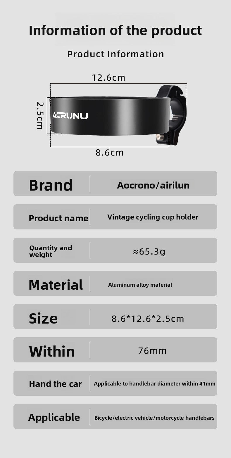 Bicycle Aluminum Frame Cup Holder for Coffee Tea on Mountain Road Bikes