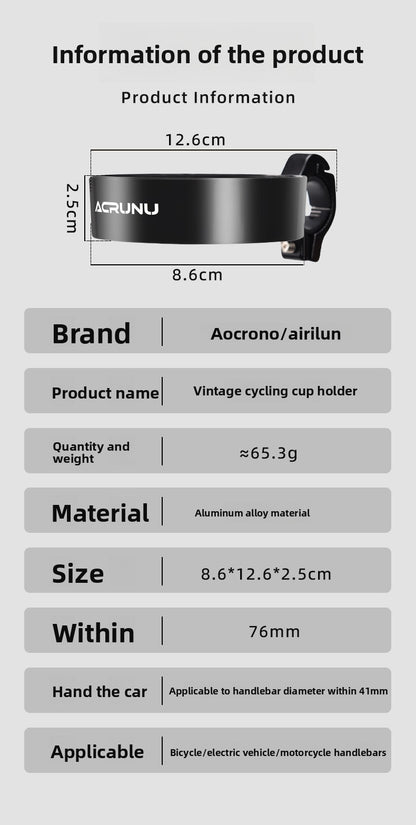 Bicycle Aluminum Frame Cup Holder for Coffee Tea on Mountain Road Bikes