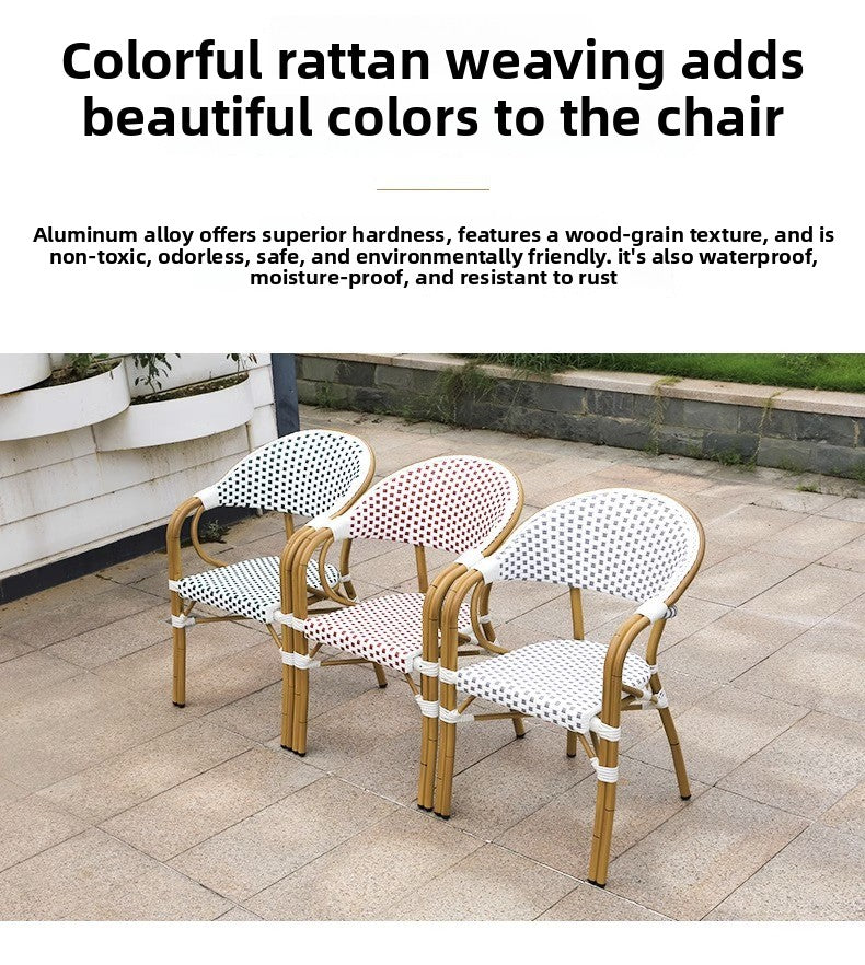 Modern Waterproof Rattan Furniture Set For French Cafe Outdoor Patio Balcony Garden Indoor Use