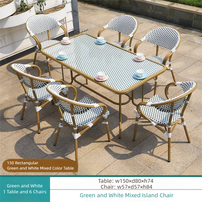 Modern Waterproof Rattan Furniture Set For French Cafe Outdoor Patio Balcony Garden Indoor Use