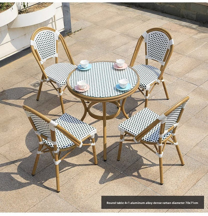 Modern Waterproof Rattan Furniture Set For French Cafe Outdoor Patio Balcony Garden Indoor Use
