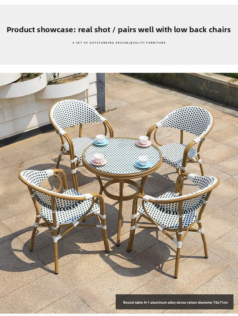 Modern Waterproof Rattan Furniture Set For French Cafe Outdoor Patio Balcony Garden Indoor Use