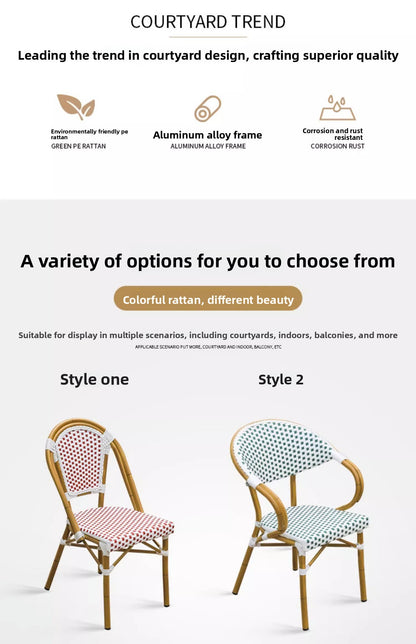 Modern Waterproof Rattan Furniture Set For French Cafe Outdoor Patio Balcony Garden Indoor Use