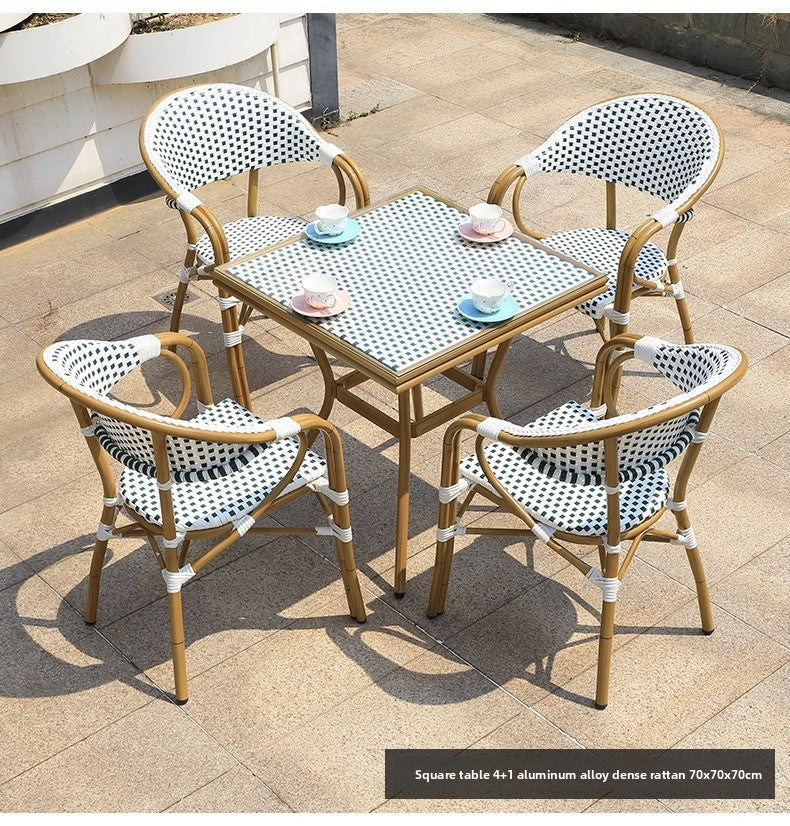 Modern Waterproof Rattan Furniture Set For French Cafe Outdoor Patio Balcony Garden Indoor Use