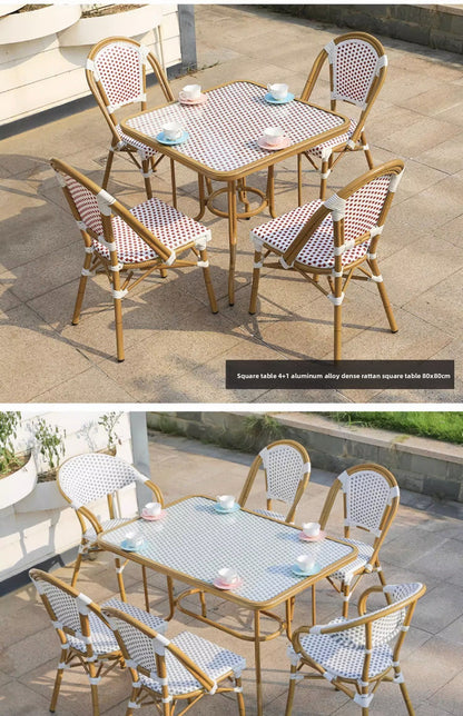 Modern Waterproof Rattan Furniture Set For French Cafe Outdoor Patio Balcony Garden Indoor Use